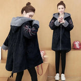 GETADME 2025 Winter New Women Lamb wool Thick Denim Jacket 5XL Loose Hooded Windbreaker Coat Casual Zipper Jeans Outerwear Warm Parkas