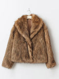 GETADME 2025 Women Chic Brown Oversized Full Sleeve Plush Furry Jacket Winter Luxury Lapel Thicken Fluffy Fur Coat Lady High Streetwear
