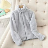 GETADME 2025 Women's Fleece Coat Winter Warm Thicken Jacket Two-Sided Wear Double-Sided Velvet Coral Fleece Coats Polar Fleece Jackets
