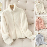 GETADME 2025 Women's Fleece Coat Winter Warm Thicken Jacket Two-Sided Wear Double-Sided Velvet Coral Fleece Coats Polar Fleece Jackets