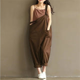Fashion Women Casual Loose Solid Jumpsuit Spring Strap Dungaree Harem Trousers with Pockets Overalls Plus Size 5XL