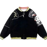 GETADME 24ss Kapital Black Jackets Streetwear Embroidery Men Women 1:1 Best Quality Oversized Velvet Flight Jacket