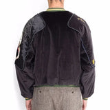 GETADME 24ss Kapital Black Jackets Streetwear Embroidery Men Women 1:1 Best Quality Oversized Velvet Flight Jacket