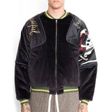 GETADME 24ss Kapital Black Jackets Streetwear Embroidery Men Women 1:1 Best Quality Oversized Velvet Flight Jacket