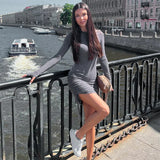 긴팔 블랙 드레스 드로스트링 가을 섹시 바디콘 붕대 미니 여성 드레스 시스 클럽 드레스 여성 짧은 미니 베스 티도