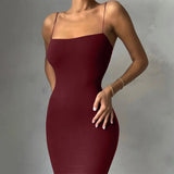 GETADME-Nsangu 2025 Autumn Winter Women Solid White Black Strap Midi Dress Bodycon Sexy Streetwear Party Club Elegant Fashion Clothes