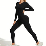 Getadme Fall new hot sale sexy bodysuit for women solid color ribbed long sleeve zipper bodycon sporty clothing rompers women's jumpsuit