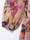 TRAF Womens Dresses Flower Print Elegant Short Dress Spring 2025 New Ruffles Mini Dress Women Long Sleeve Evening Party Dresses