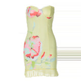 GETADME-Hugcitar 플로럴 프린트 러플 스트랩리스 우아하고 섹시하며 슬림한 귀여운 미니 드레스 여름 여성 패션 의상 해변 축제 생일