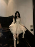 Fashion New Princess Short Dresses for Women Long Sleeve Casual Ruffles A-line Elegant Chic Vestidos Female Vintage Clothes
