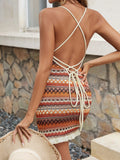 GETADME-2025 Summer Sexy Embroidered Slip Dress Women's Short Sleeveless Lace Trim Backless Party Dress Beach Wedding Evening Dress