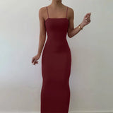 GETADME-Nsangu 2025 Autumn Winter Women Solid White Black Strap Midi Dress Bodycon Sexy Streetwear Party Club Elegant Fashion Clothes