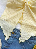 Getadme Twist Knot Cropped Tube Top for Women Summer Y2K Clothes Sexy Off the Shoulder Slit Crop Top