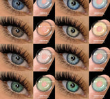 GETADME -Lente de Contato Natural Colorida para Olhos, Pupilas Cinzentas, Contatos Olhos Azuis, Maquiagem Beleza Anual, Contatos Olhos Verdes, 2Pcs