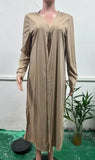 2025 New Solid Color Pullover V-Neck Beach Resort Elegant Long Dress Loose Sleeve Cardigan Casual Two Piece Se t