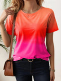 Women's T-Shirts For Women 3d Gradient Print  Tees Casual Street Femalewear Summer  Oversized T-Shirt Fashion Lady Y2k Clothing