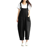 Fashion Women Casual Loose Solid Jumpsuit Spring Strap Dungaree Harem Trousers with Pockets Overalls Plus Size 5XL