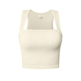Women Slim Tank Top Sexy Square Neck Sleeveless Ribbed Tops Ladies Crop Top