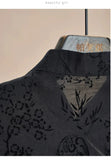 GETADME-Retro Thin Shirt New Chinese Style Cheongsam Top Black Jacquard Short Sleeve T-shirt Summer Mature Fashion Women's Clothing