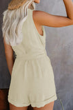Women's Casual V-neck Monochromatic Jumpsuit, Five-Point Shorts, European and American, Summer, New, 2024