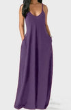 GETADME-2025 European and American Women's Cross border Summer New Product Solid Color Sexy Deep V Sling Dress