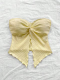 Getadme Twist Knot Cropped Tube Top for Women Summer Y2K Clothes Sexy Off the Shoulder Slit Crop Top