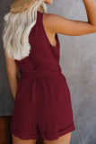 Women's Casual V-neck Monochromatic Jumpsuit, Five-Point Shorts, European and American, Summer, New, 2024