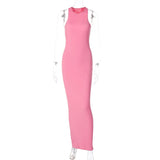 Getadme Hugcitar Ribbed Sexy Y2K Clothes Sleeveless Bodycon Maxi Dresses For Women Club Birthday Party Streetwear Elegant Outfits