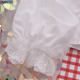 GETADME-로리타 셔츠 화이트 우아한 여성 프레피 스타일 블라우스 귀여운 피터팬 칼라 레이스 러플 JK 셔츠 여아 ​​긴팔 블라우스 무제