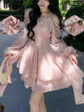 Fashion New Princess Short Dresses for Women Long Sleeve Casual Ruffles A-line Elegant Chic Vestidos Female Vintage Clothes