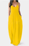 GETADME-2025 European and American Women's Cross border Summer New Product Solid Color Sexy Deep V Sling Dress