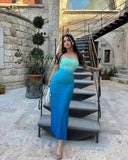 GETADME-여성용 타이다이 그라데이션 슬리브리스 백리스 스트랩리스 드레스 여름 섹시 슬림 바디콘 드레스 패션 비치 가슴 랩핑 의류