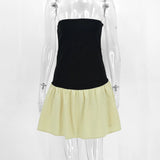 GETADME-섹시한 A라인 드레스 여름 스트랩리스 여성 슬림핏 오프숄더 패션 화이트 패치워크 캐주얼 파티 여성 미니 드레스 의류