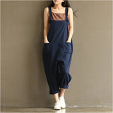 Fashion Women Casual Loose Solid Jumpsuit Spring Strap Dungaree Harem Trousers with Pockets Overalls Plus Size 5XL