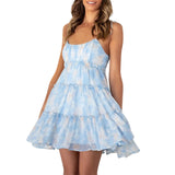 여성용 플로럴 스파게티 스트랩 여름 캐주얼 드레스 보헤미안 스타일 비치 드레스 패션 섹시 데일리 웨어 숏 스커트 로파 드 무헤르 