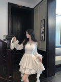 Fashion New Princess Short Dresses for Women Long Sleeve Casual Ruffles A-line Elegant Chic Vestidos Female Vintage Clothes