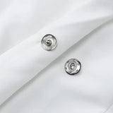 GETADME-Sexy Backless Blazers Coat Women White Lapel Hidden Buckle Long Sleeve Pocket Coats Female 2025 Summer Lady Outwear
