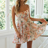 여성용 플로럴 스파게티 스트랩 여름 캐주얼 드레스 보헤미안 스타일 비치 드레스 패션 섹시 데일리 웨어 숏 스커트 로파 드 무헤르 