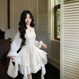Fashion New Princess Short Dresses for Women Long Sleeve Casual Ruffles A-line Elegant Chic Vestidos Female Vintage Clothes
