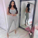 블랙 섹시 점프수트 여성 여름 민소매 롬퍼 스파게티 스트랩 백리스 캐주얼 바디콘 스키니 스포츠 패션 스트리트웨어 