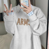 GETADME 패션 귀여운 롱 프린트 후드 스웨트셔츠 후드 패션 봄과 가을에 캐주얼하고 느슨하고 느슨하게 떨어지는 어깨 