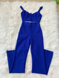 GETADME 2025 Women New Arrival Sexy Low cut Strap Bra Top+High Waist Flare Pants Two Piece Bandage Set Elgant Fashion Party Wear Vintage