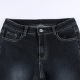 GETADME Rockmore Vintage Flare Jeans Women Low Rise Fashion Washed Jean Pants Y2K Aesthetic High Street Denim Trousers Korean Casual New