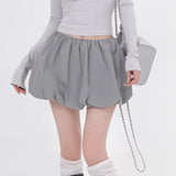 GETADME Women Lantern Mini Skirts Summer Casual Loose Fitting Elastic Waist Solid Color Short Puffball Skirt Sweet Style Skirts Girls