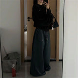GETADME Oversize Woman Grey Black Sweatpants Y2K Korean Streetwear Loose Casual Jogger Pants High Waist All Match Drawstring Trousers