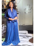 GETADME ANLAN Pleated Two Piece Sets 2025 New Lapel Belt Top&High Waist Folds A-line Skirt Wedding Evening Party Women's Clothing 9A2025