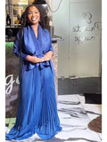 GETADME ANLAN Pleated Two Piece Sets 2025 New Lapel Belt Top&High Waist Folds A-line Skirt Wedding Evening Party Women's Clothing 9A2025