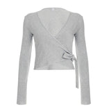 GETADME Absobe Autumn Winter Loose Pants Leisure Suit Women Flare Sleeve Crop Cardigan Top Lace-up Solid 2 Piece Set Fashion Outfit