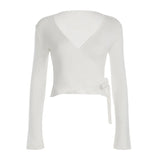 GETADME Absobe Autumn Winter Loose Pants Leisure Suit Women Flare Sleeve Crop Cardigan Top Lace-up Solid 2 Piece Set Fashion Outfit