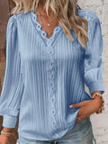 GETADME Long Sleeve V-Neck Fine Elegant Woman Shirts Lace Spliced Hollow Office Lady Blouses Youthful Fashion Loose Streetwear Tops